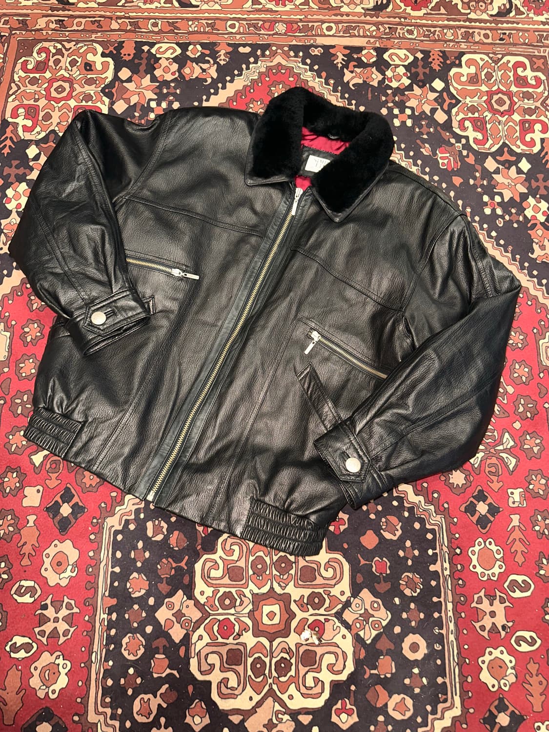 ( XL-2XL ) 봄버자켓 푸퍼자켓 레더자켓 가죽자켓 항공점퍼 블루종 상품이미지6