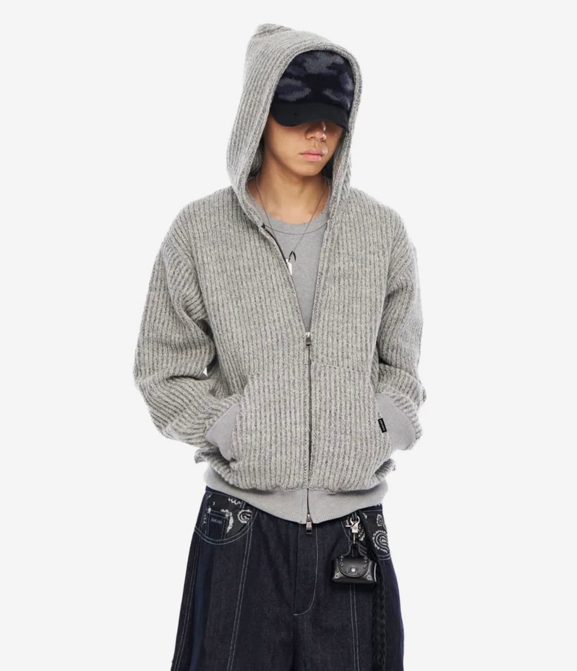 아캄 후드집업 Bokashi Knit Zip-Up Hoodie(Gray) 상품이미지3