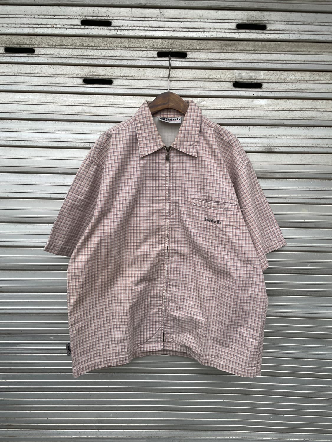 90-00s 00s Bitch Pink Check Zip-Up 상품이미지1