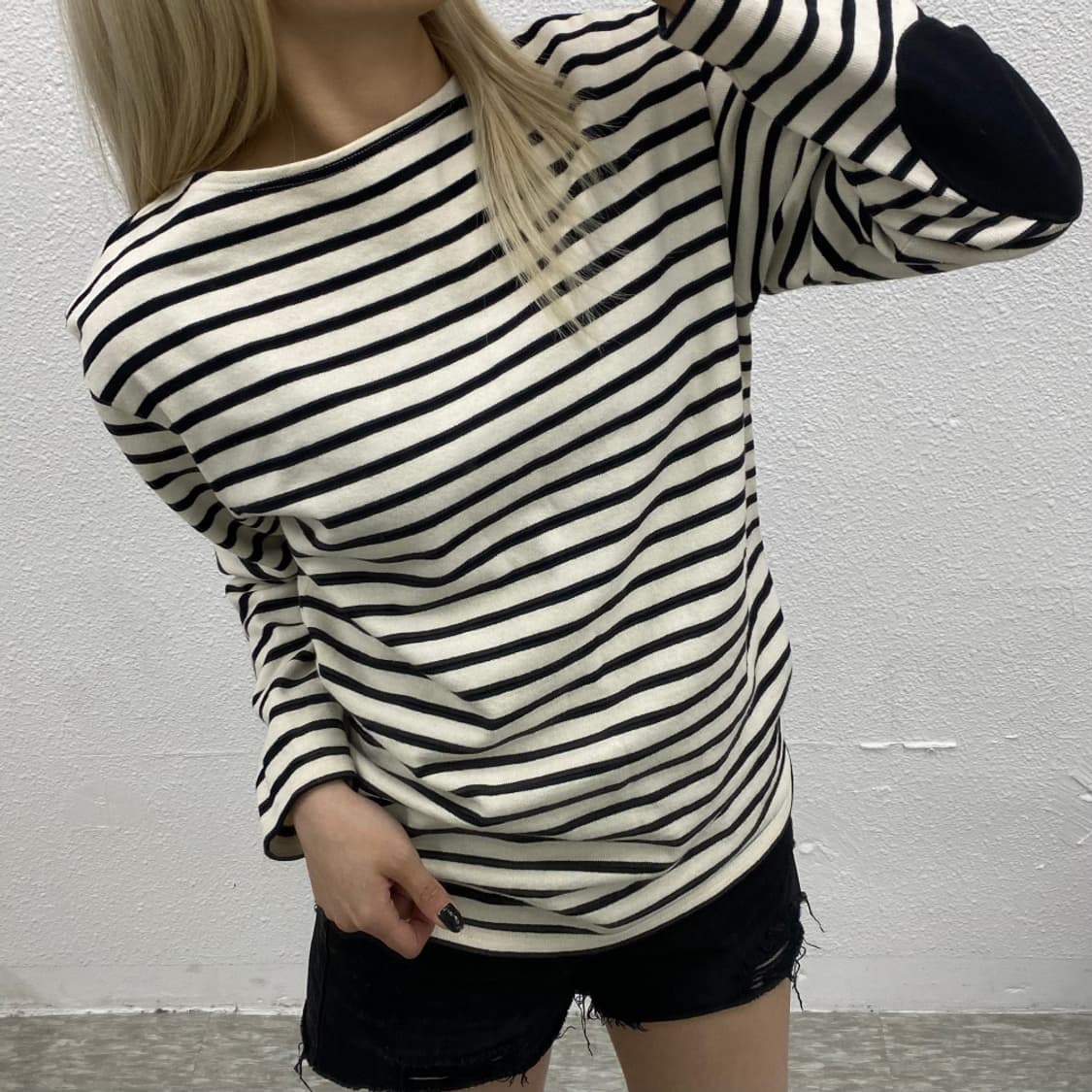 세인트제임스 블랙 단가라 패치 롱슬리브 상품이미지1