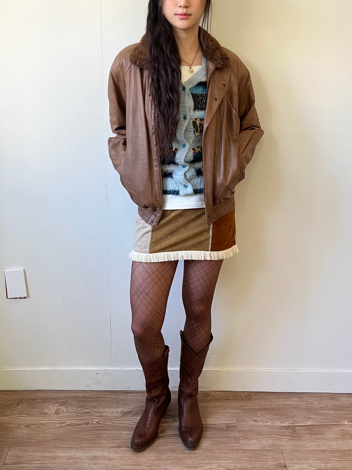 Japan Vtg 벨벳 테슬 스커트 상품이미지6