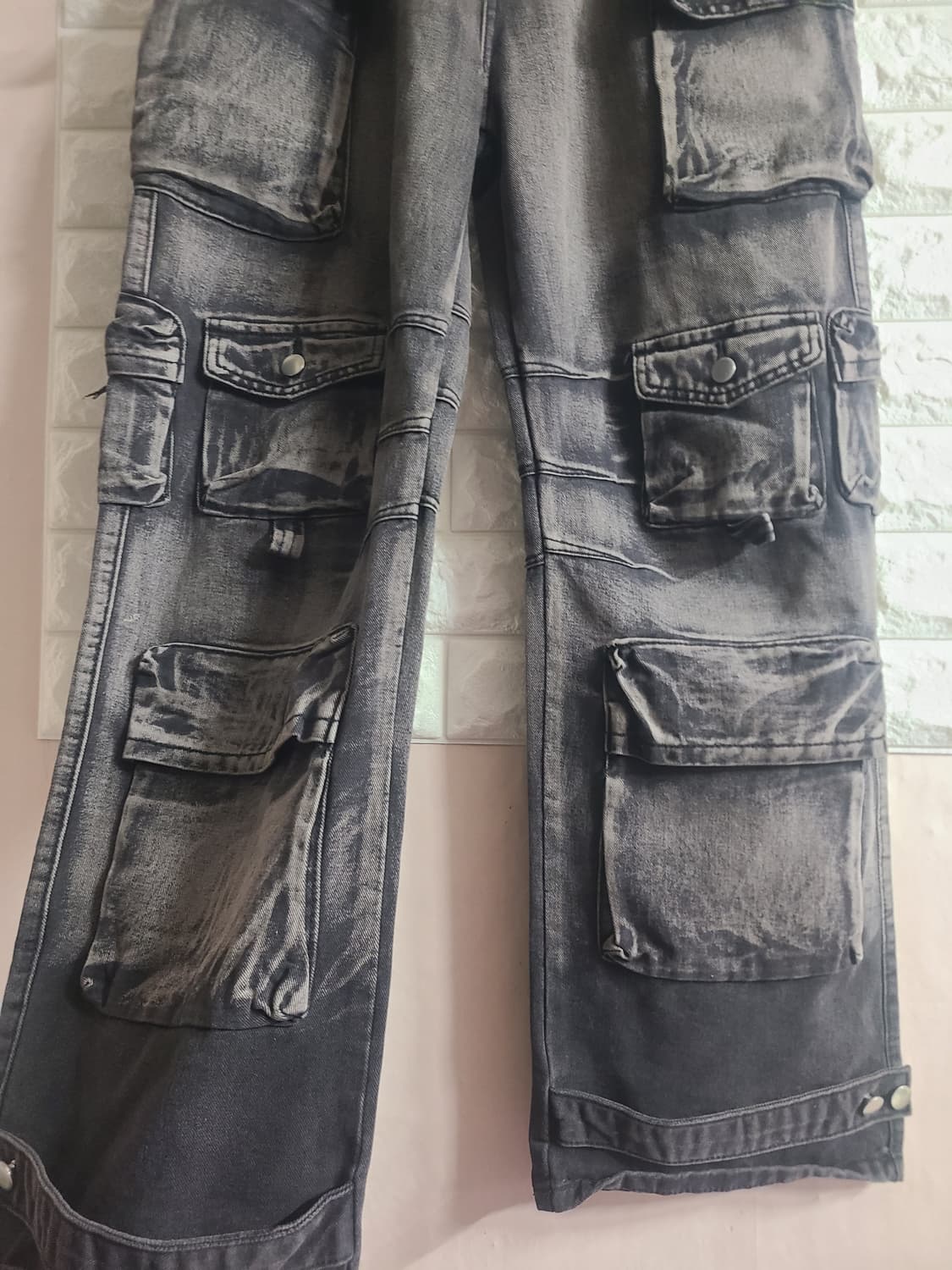 워싱 블랙 카고 데님 팬츠(30-31) 상품이미지2