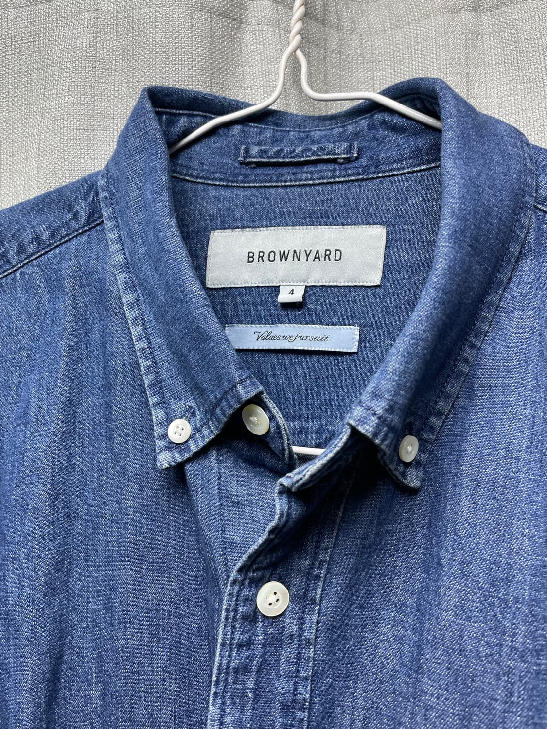 브라운야드 버튼 다운 데님 셔츠, 블루 4사이즈 상품이미지1