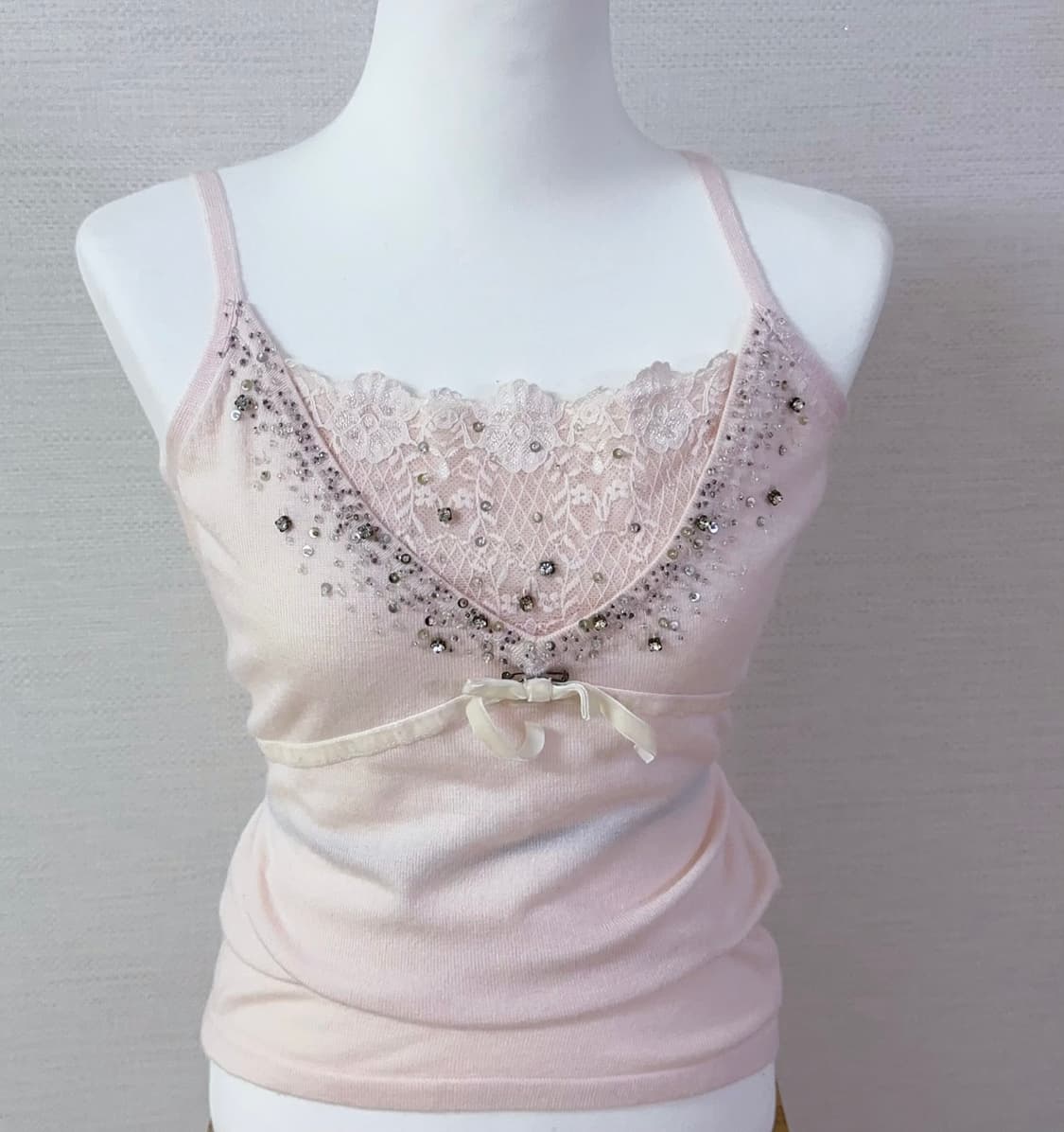 대대장 유일매물 비즈 연핑크 나시 슬리브리스 상품이미지1