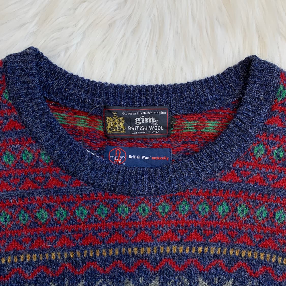 일본 빈티지 gim 브리티쉬 울 100 노르딕 니트 1822 상품이미지3