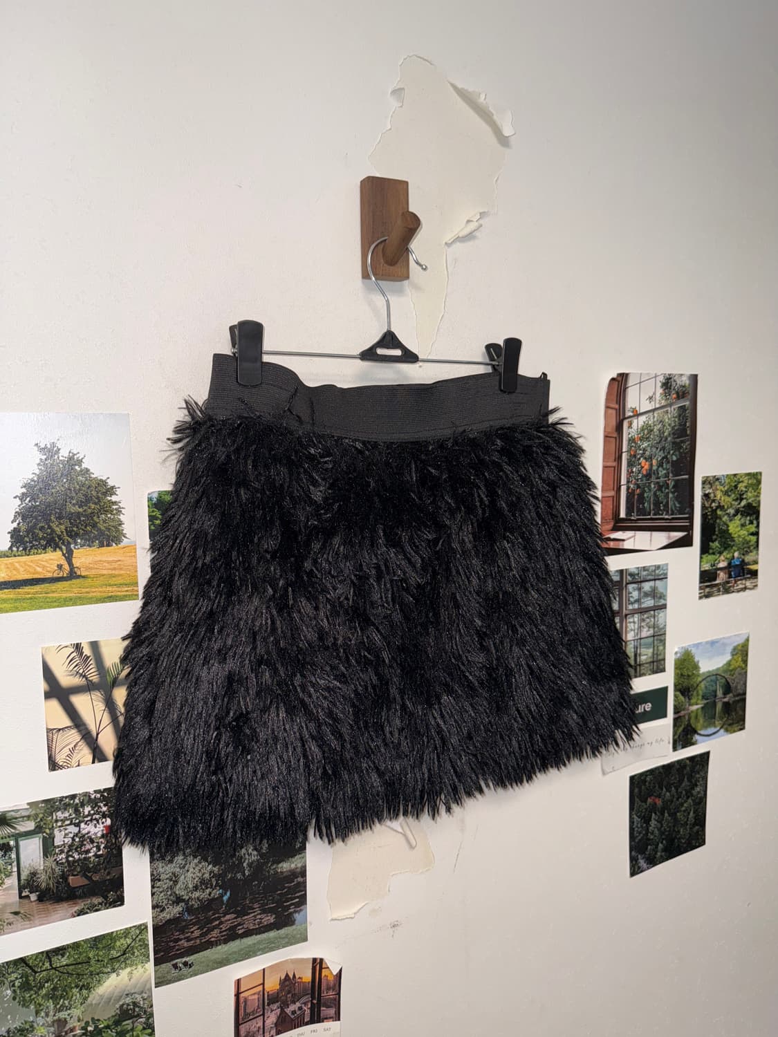 Black eco fur banding mini skirt 상품이미지2