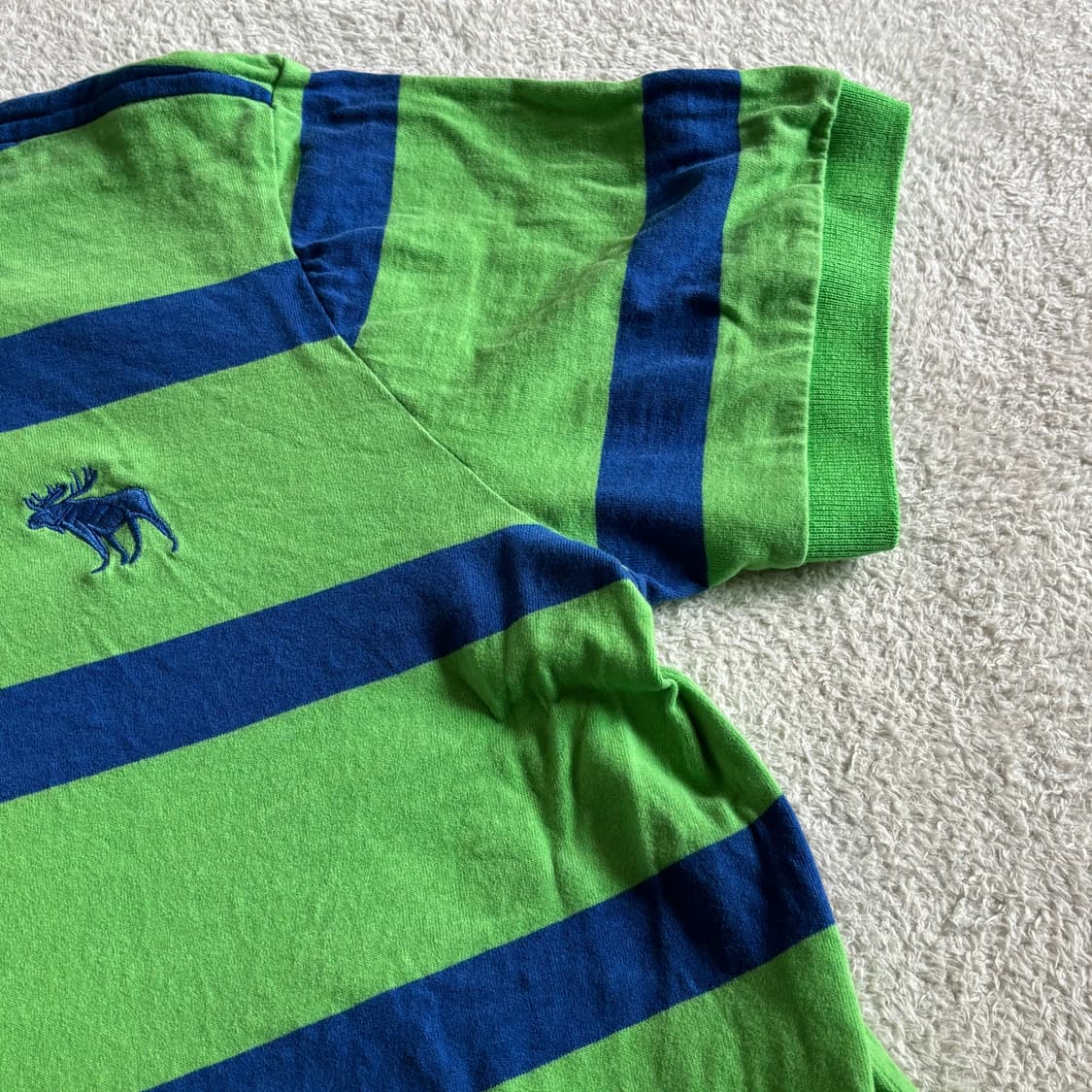 아베크롬비 그린블루 스트라이프 배색 카라 반팔티 상품이미지4