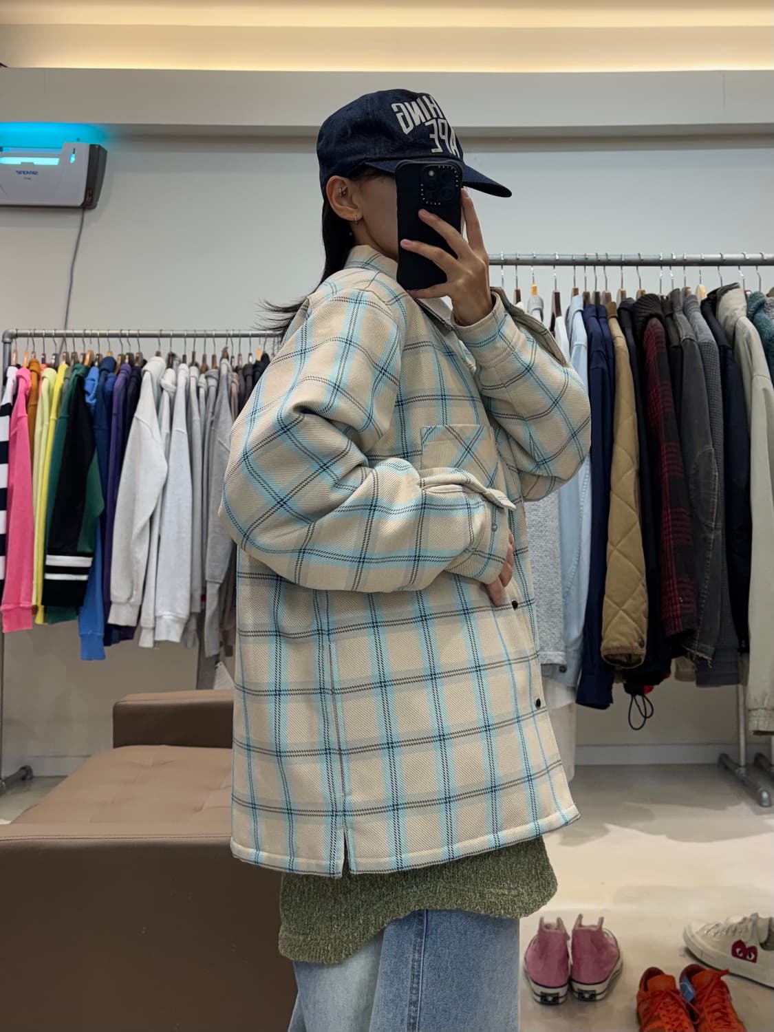 빔즈 플러스 옴브레 체크 패딩 자켓 상품이미지6