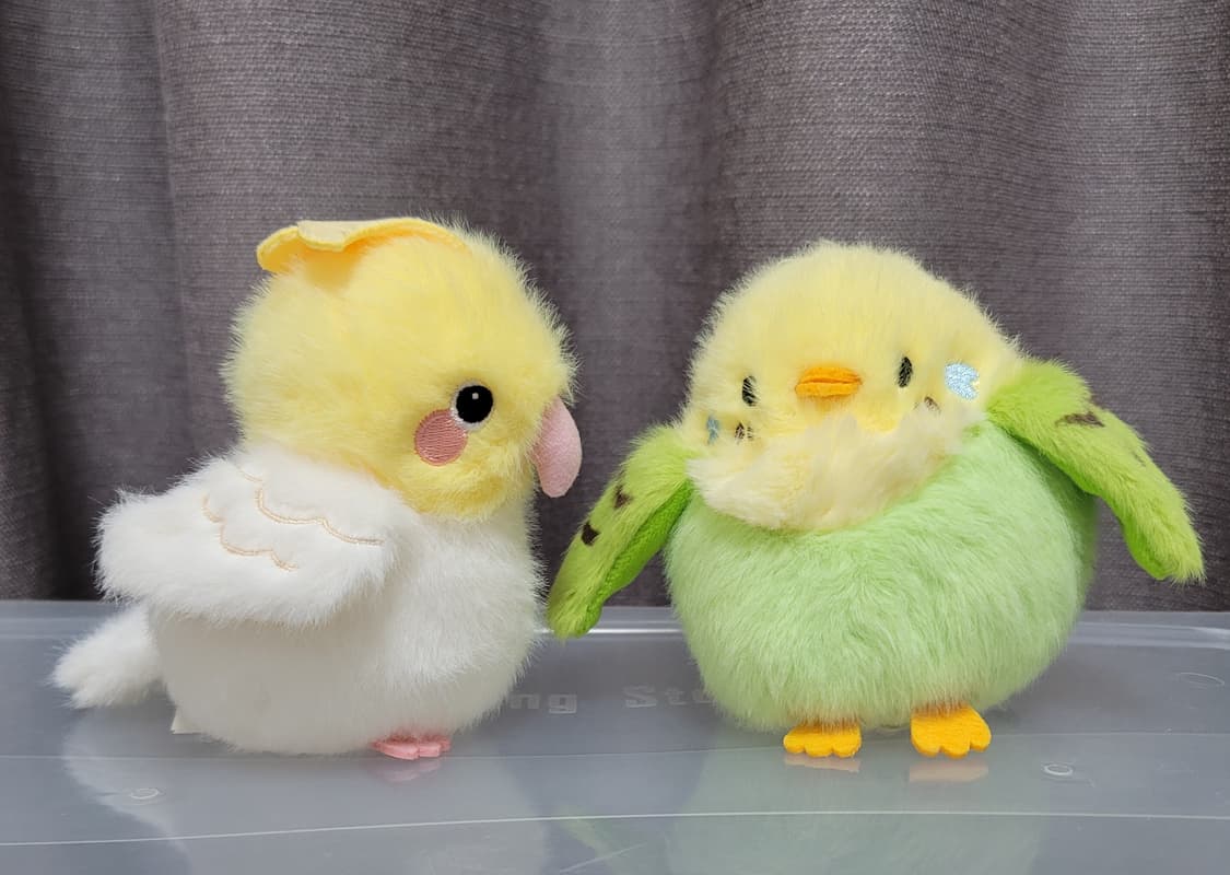 새 인형 키링 2개 일괄 가방고리 빈티지 앵무새 참새 동물 봉제인형 상품이미지3