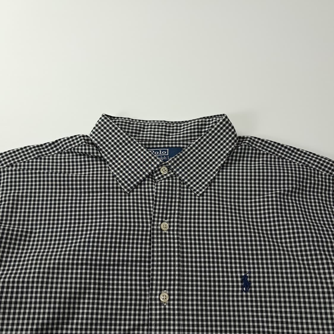 CJ196 2XL 폴로 홍콩판 90s 모노 마이크로체크 셔츠 남방 상품이미지2