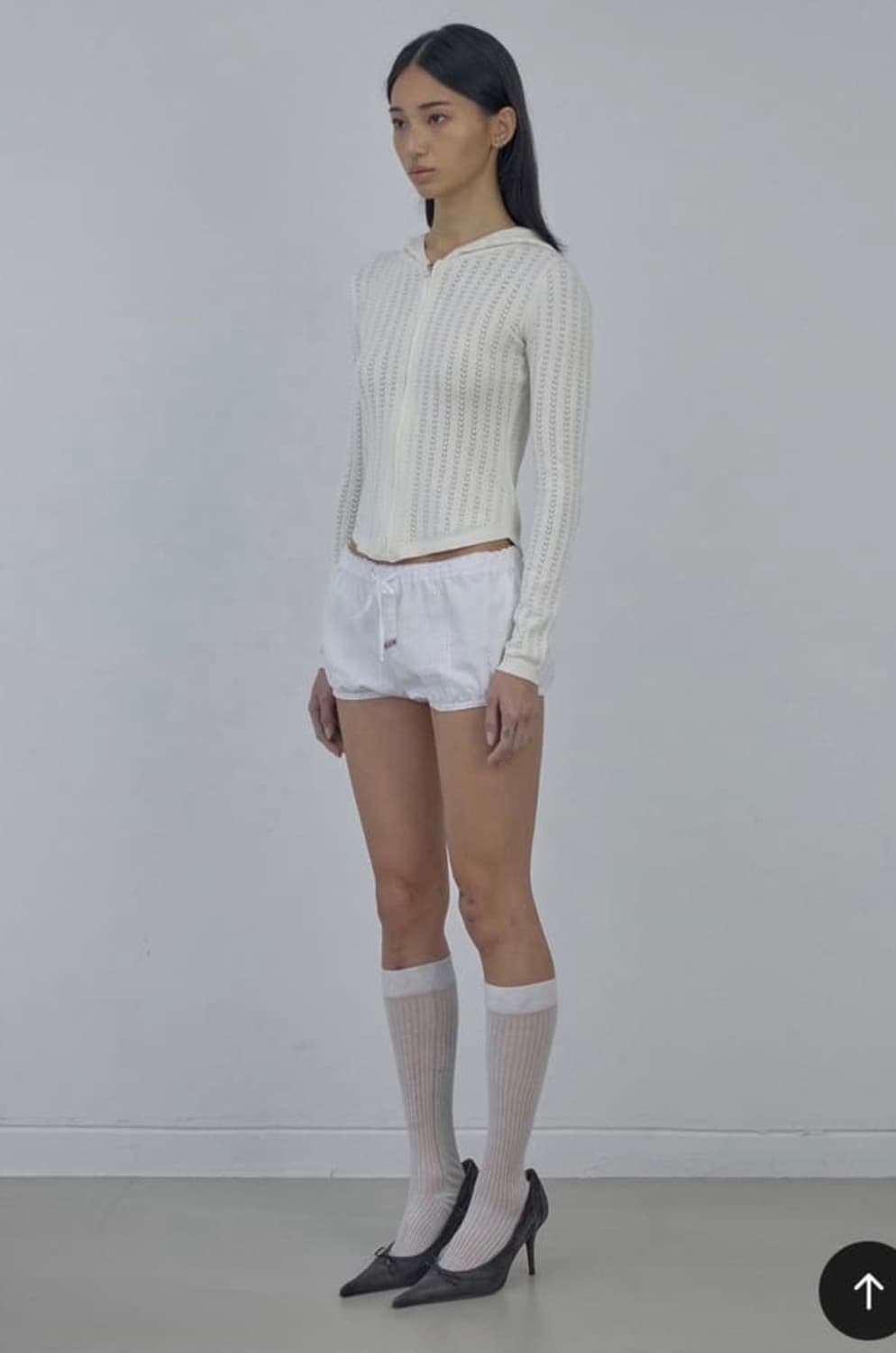 SCULPTOR 스컬프터 아이보리 아일렛 니트 집업 후드 후디 M 상품이미지4