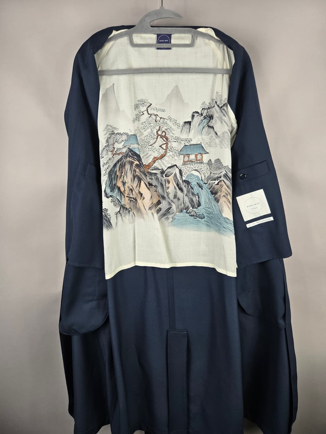 [무료배송]자라 L 남성 롱 트렌치코트 맥코트 코트 네이비 옴므 상품이미지9