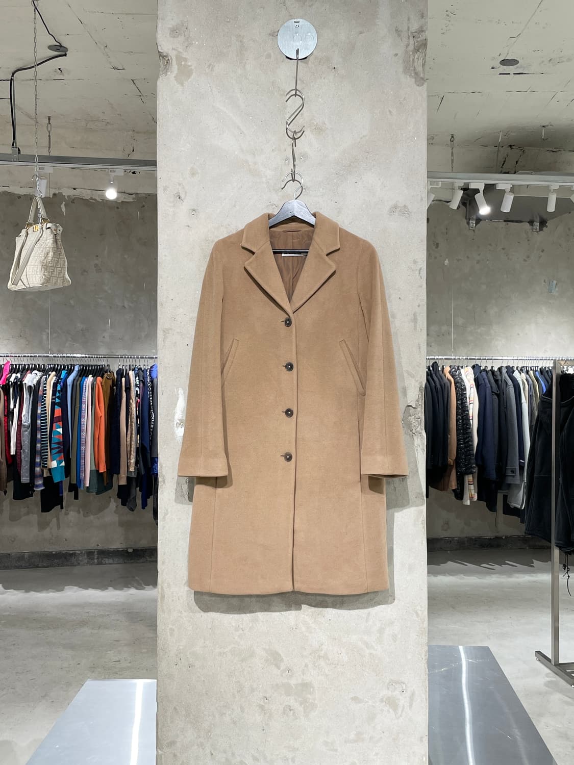 질샌더 베이지 울 앙고라 카멜 하프 코트 상품이미지1