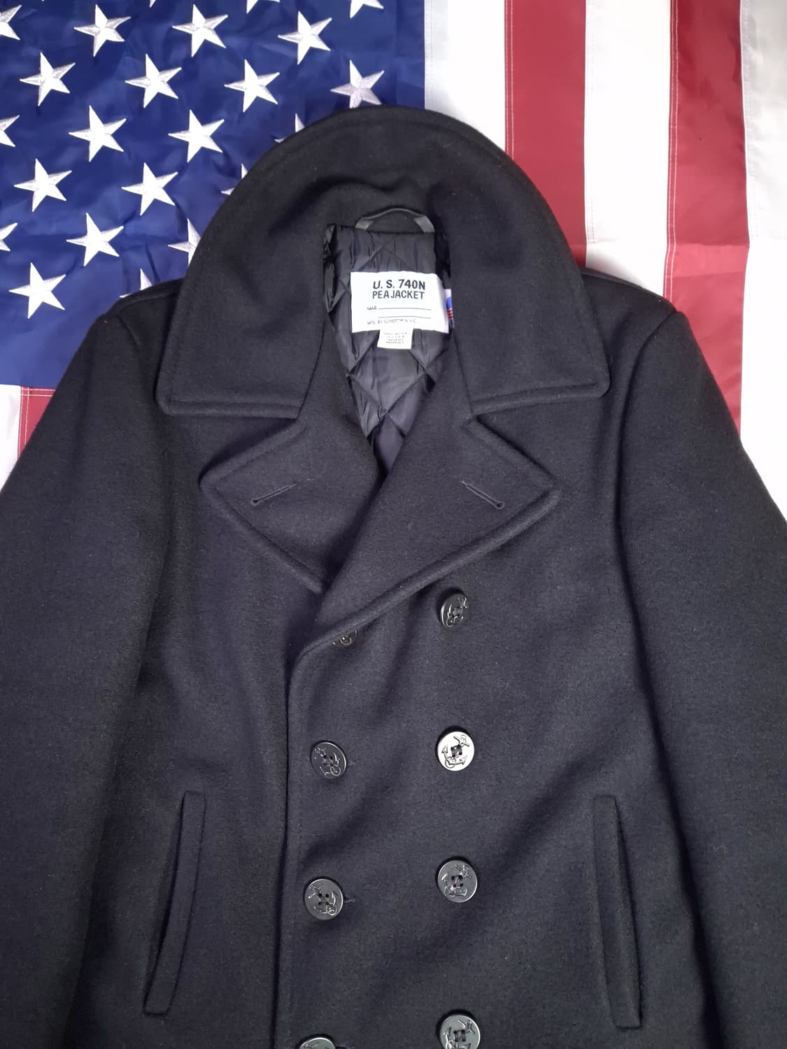 새제품 오리지날 신형 미국제조 미해군 TYPE 쇼트사 울 싱글 피코트 상품이미지2