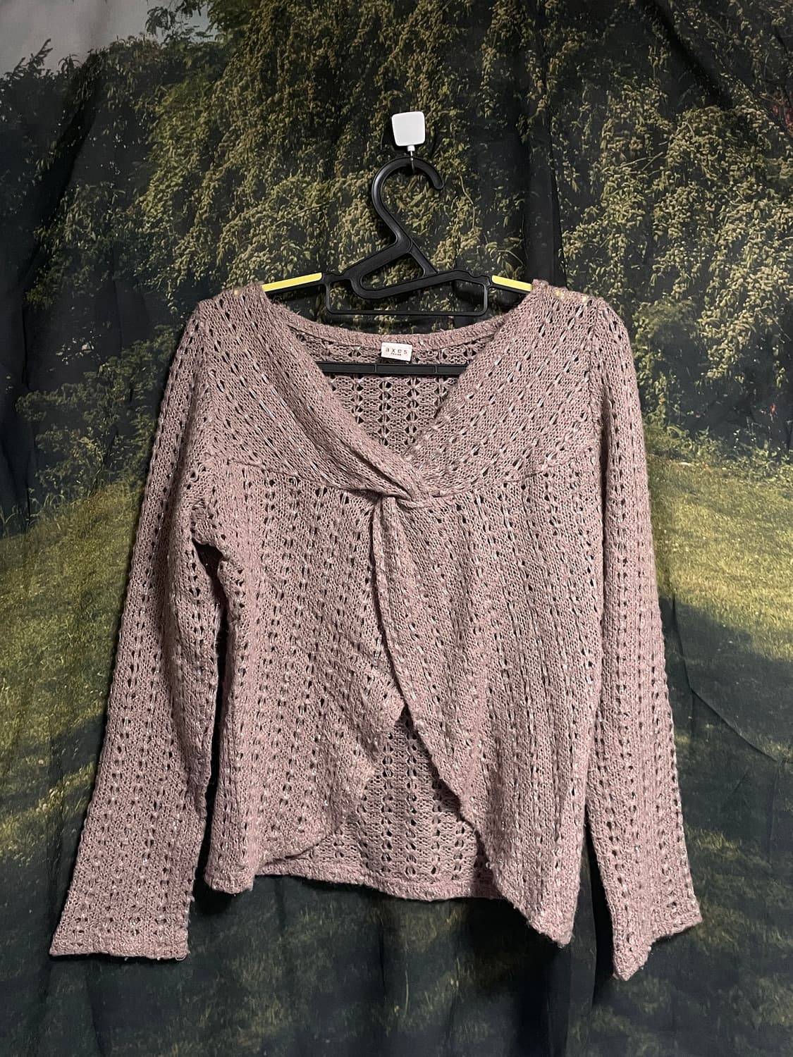 엑시즈팜 빈티지 핑크 꼬임 가디건 모리 하구미 상품이미지1