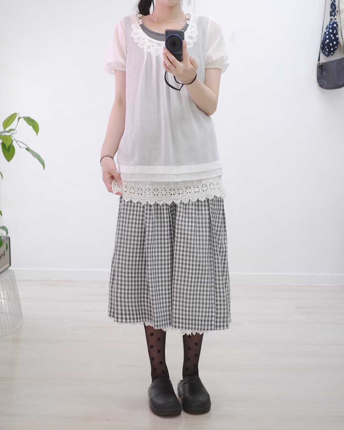 Charcoal Gobang Check Skirt 상품이미지6