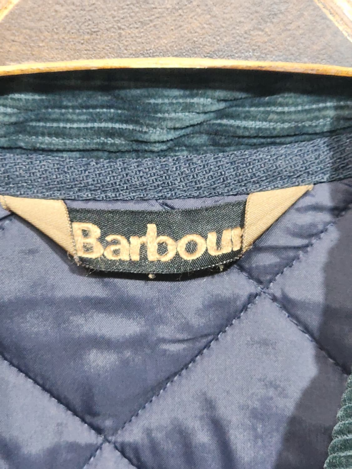 (L) 바버 퀼팅자켓 네이비 누빔점퍼 코듀로이 카라넥  상품이미지3