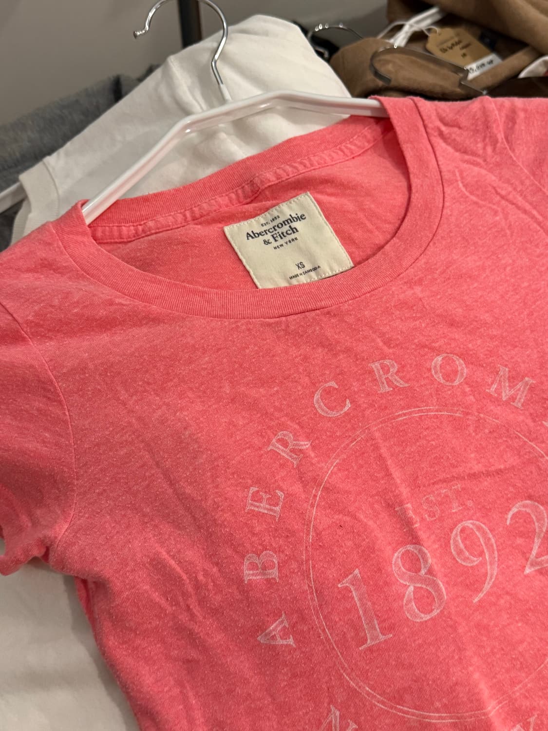 Abercrombie & Fitch 페이디드 핑크 코튼 티셔츠 XS 상품이미지3