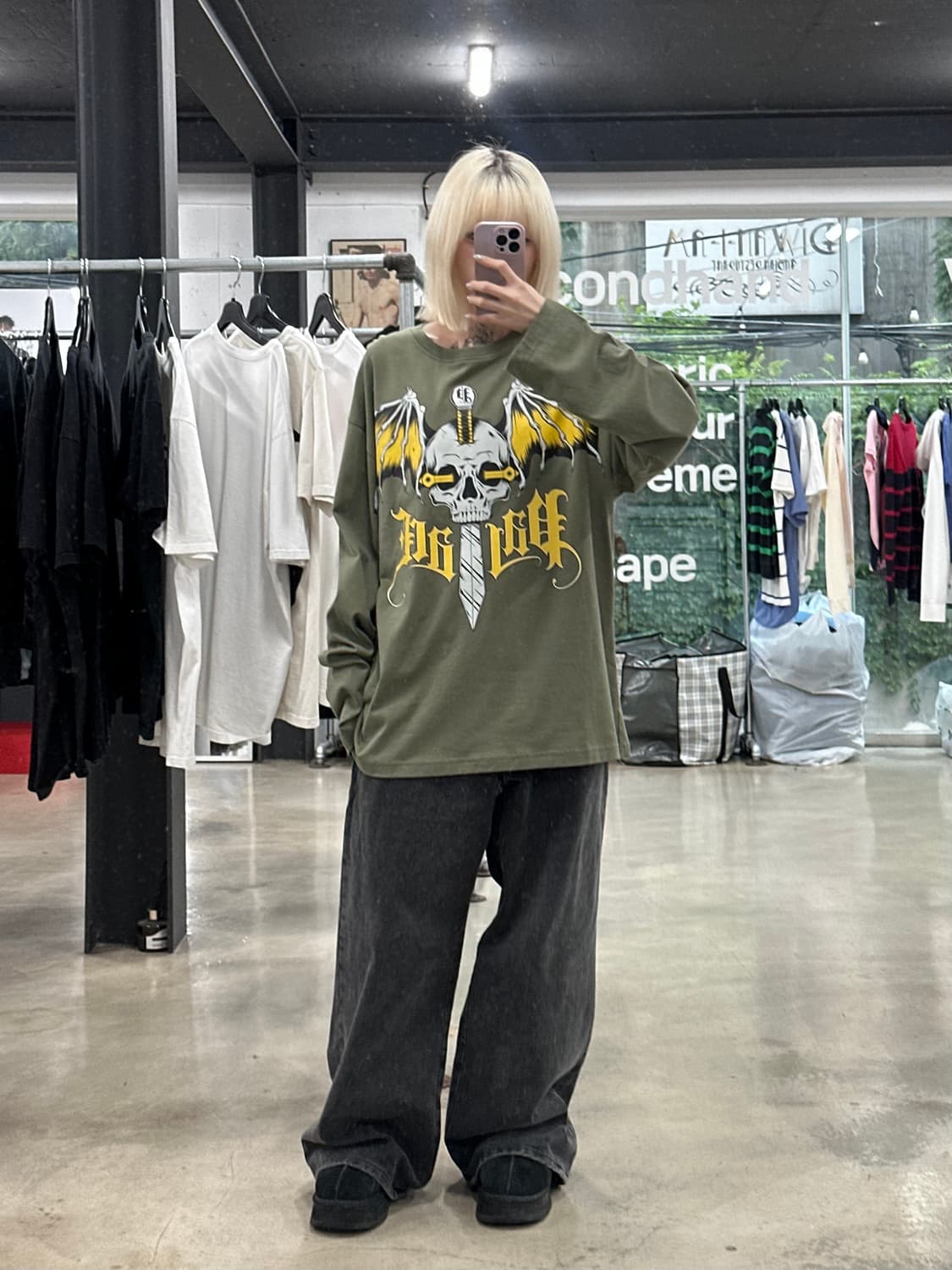 25FW 팔라스 윙스팬 롱슬리브 더 딥 그린 티셔츠 상품이미지1