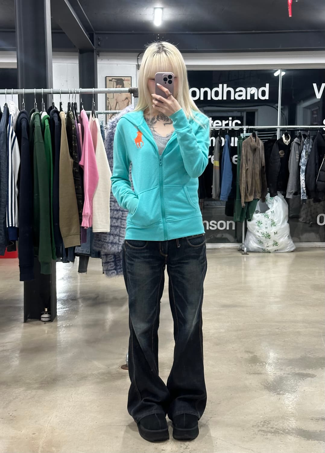 폴로 랄프로렌 빅포니 민트 후드 집업 상품이미지3