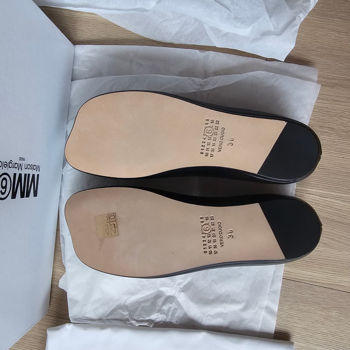 230 새제품 MM6 메종 마르지엘라 스티치 레더 발레 플랫 슈즈 구두 상품이미지6