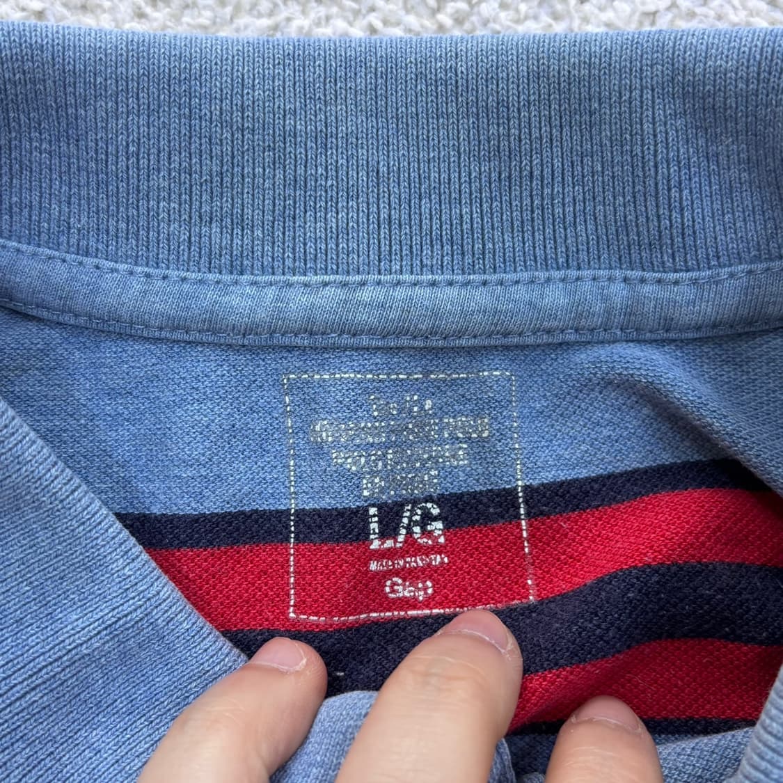 L 갭 스트라이프 반팔 카라 티셔츠 0406E 상품이미지3