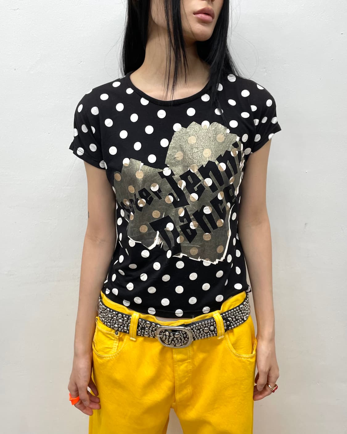 Gold Heart Dot Black T-Shirt  상품이미지4