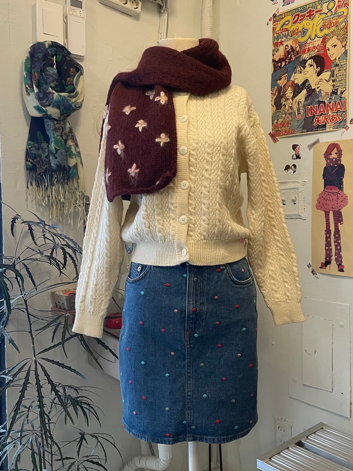 도트자수 데님 스커트 [무배] 상품이미지3