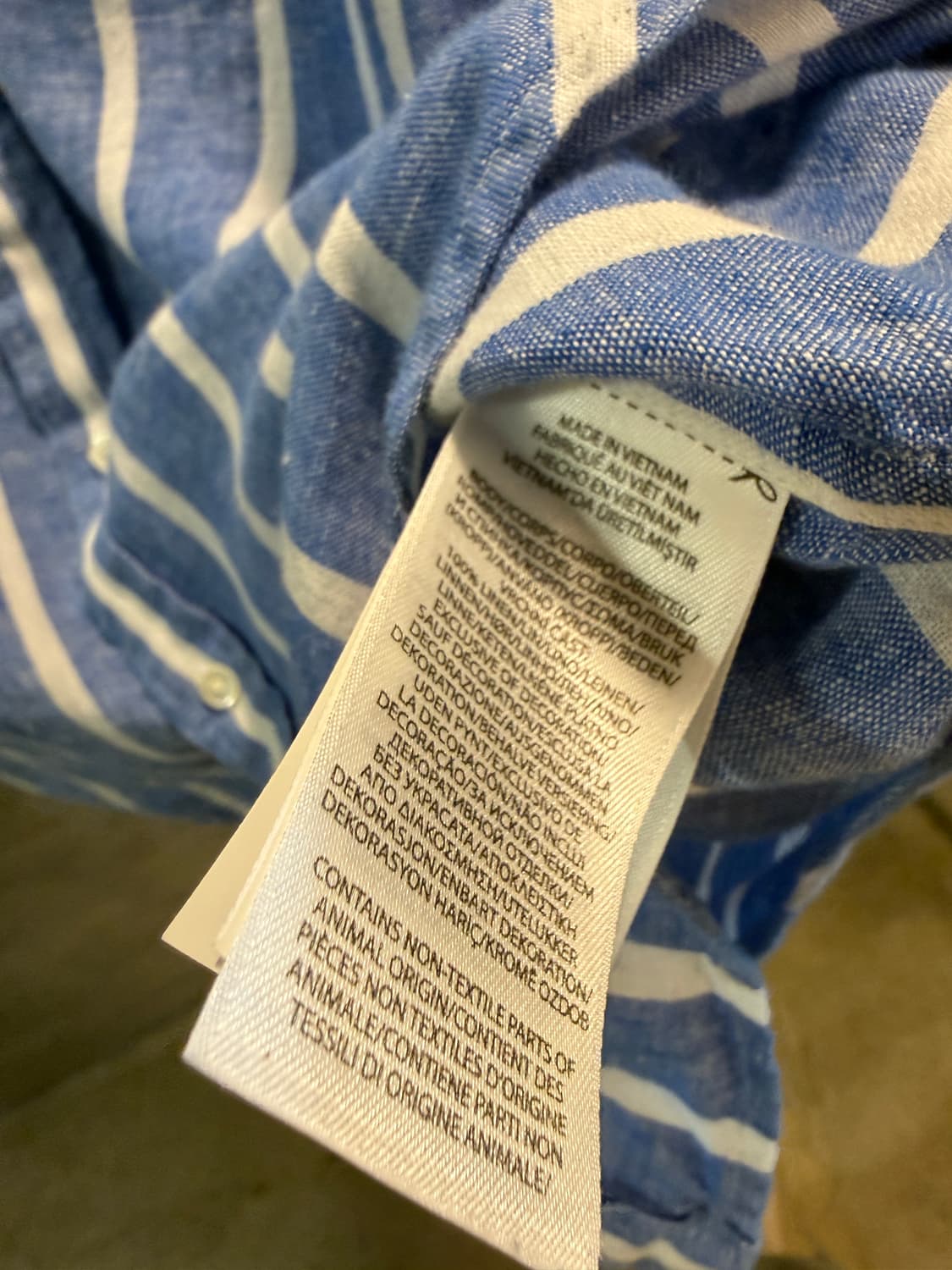 폴로 랄프로렌 린넨 스트라이프 셔츠 블루 S 상품이미지5