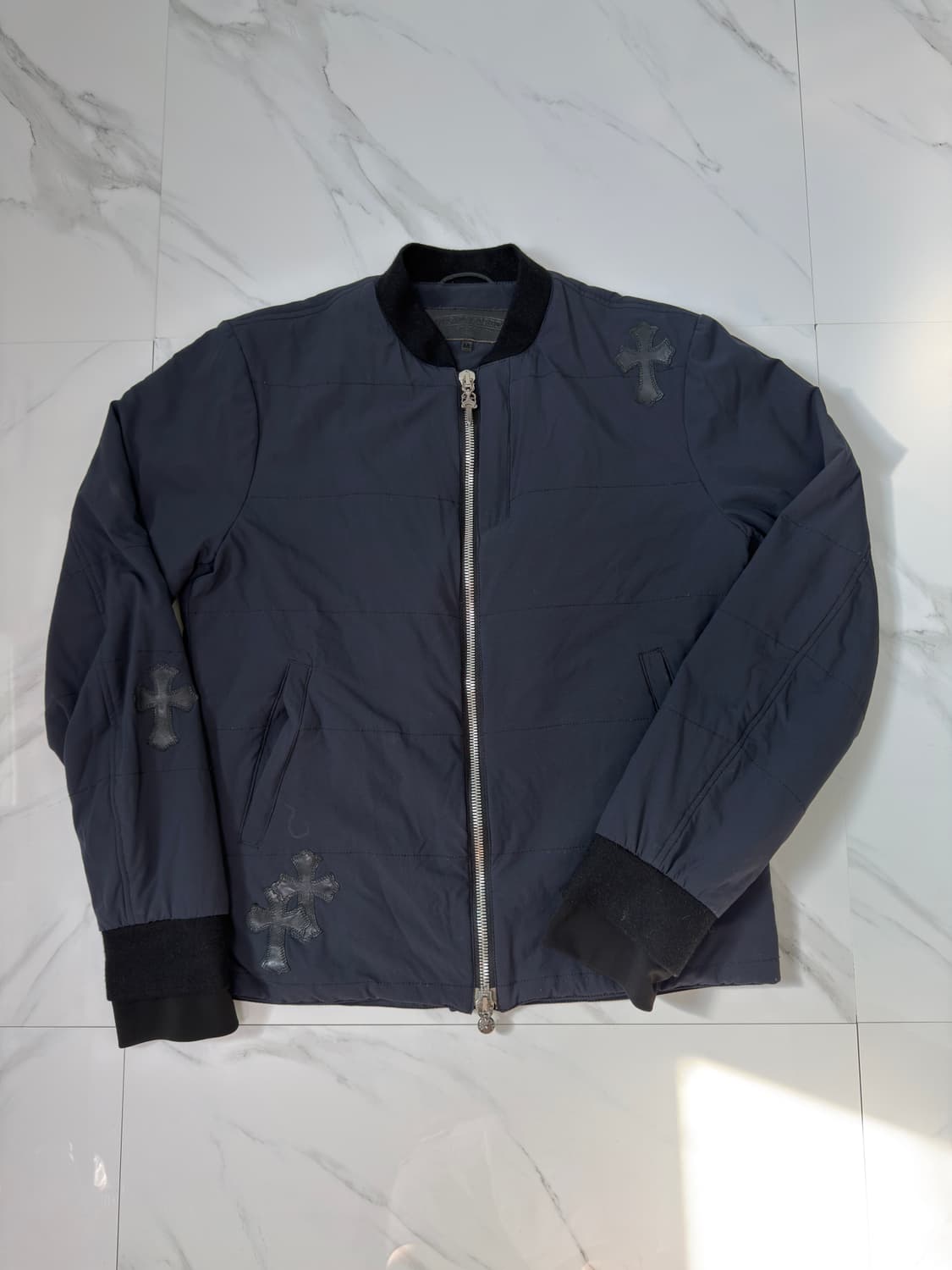 크롬하츠 VIC 크로스 레더패치 라지대거 캐시미어 블루종 자켓 M 상품이미지1