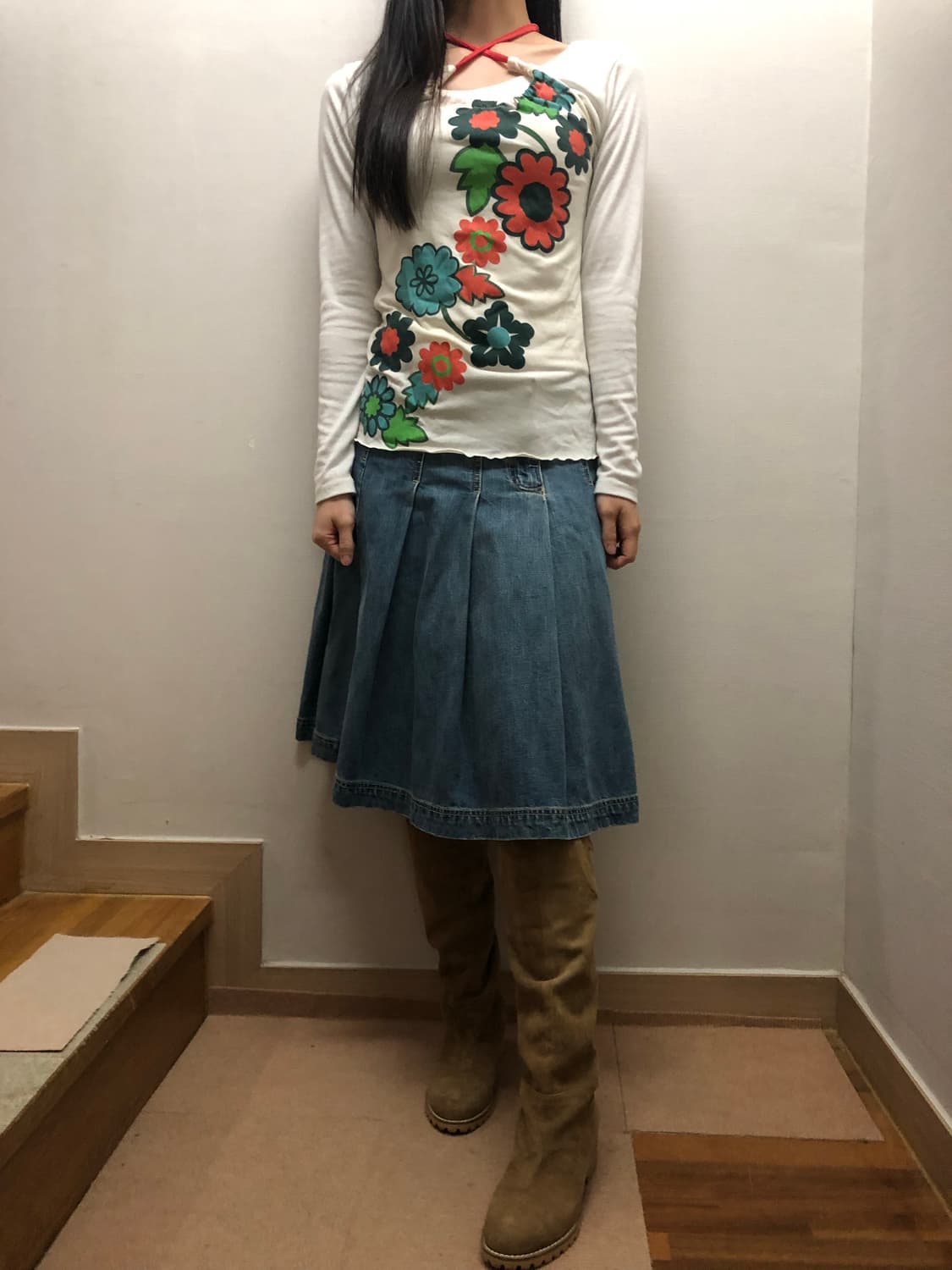 빈티지 오리엔탈 플라워 홀터넥 탑 상품이미지6