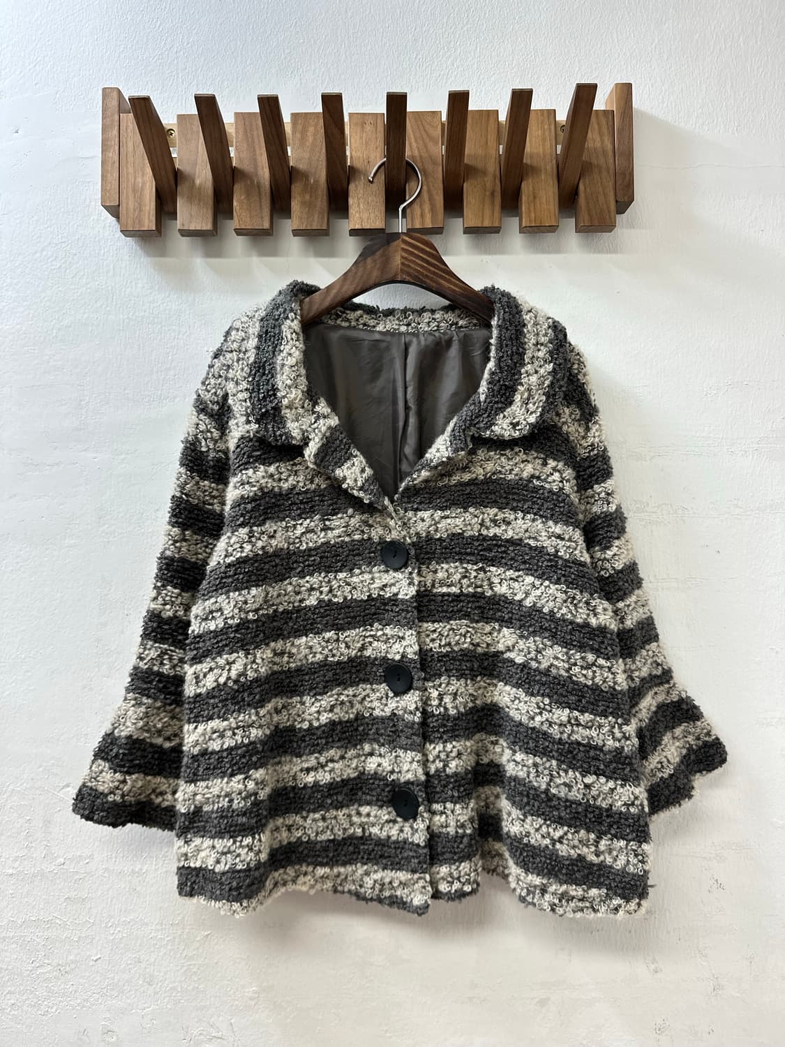 일본빈티지 스트라이프 부클 울 혼방 코트 자켓 상품이미지1