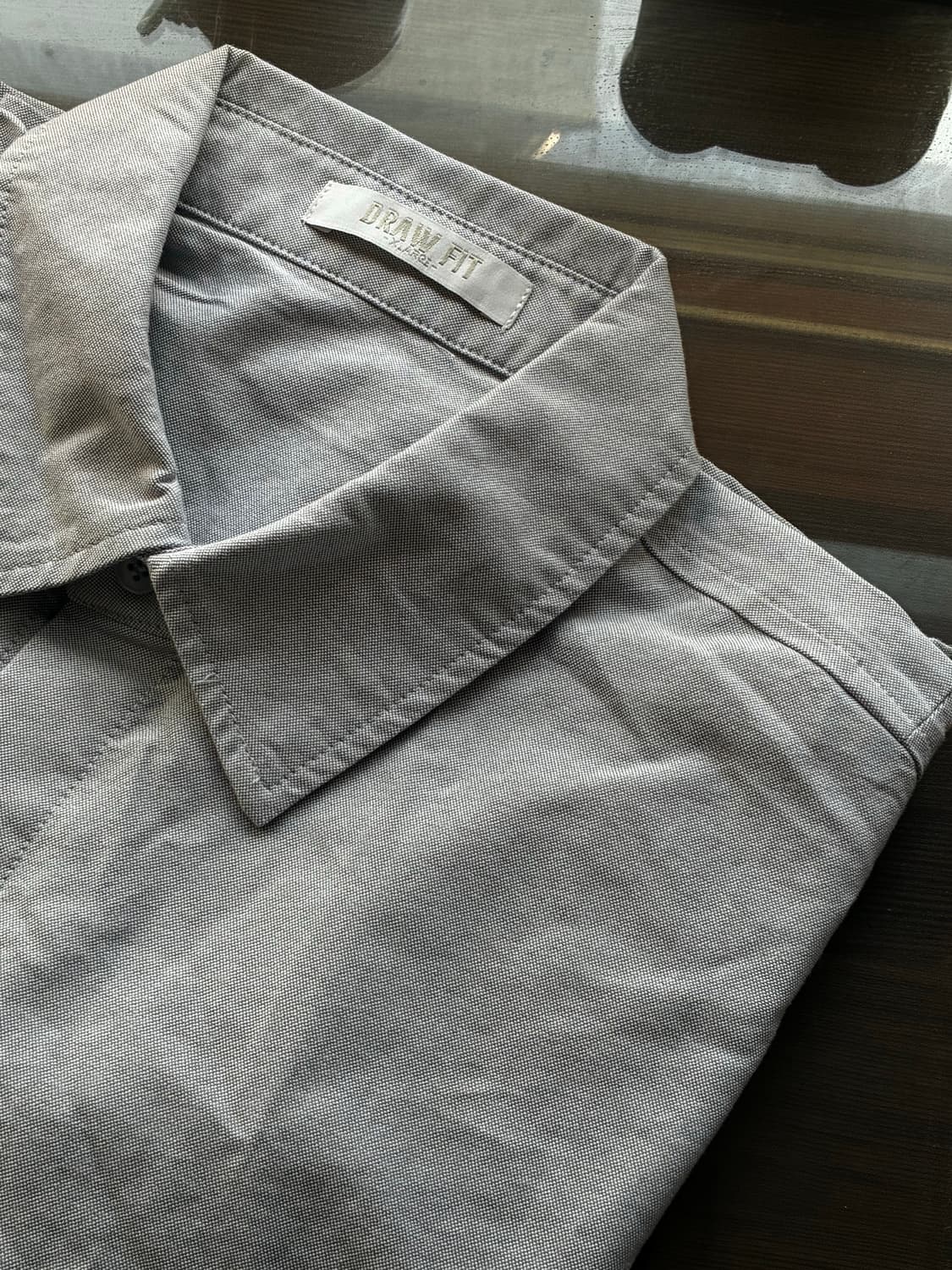 (XL) 드로우핏 워시드 크롭 옥스퍼드 셔츠 [GREY] 판매 상품이미지10