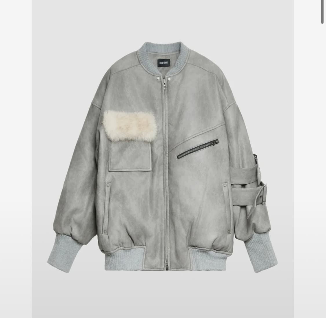 에트오소메 신상 레더 클래식 사이드 벨트 봄버 자켓 무스탕 상품이미지1