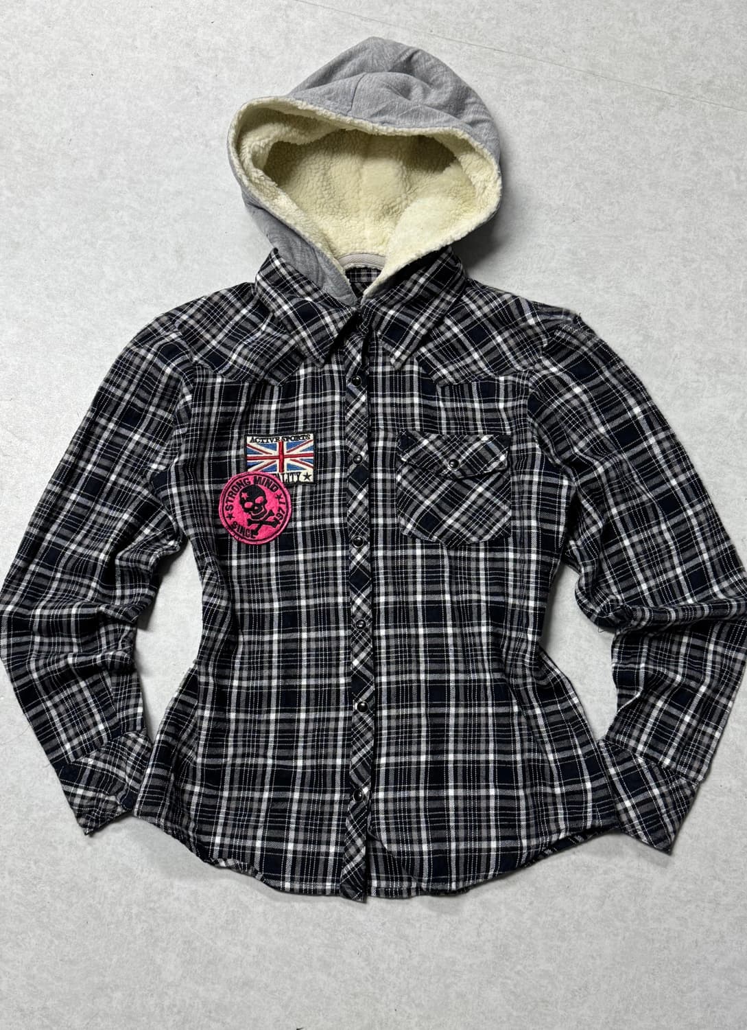 펑크 후드 체크셔츠  상품이미지1