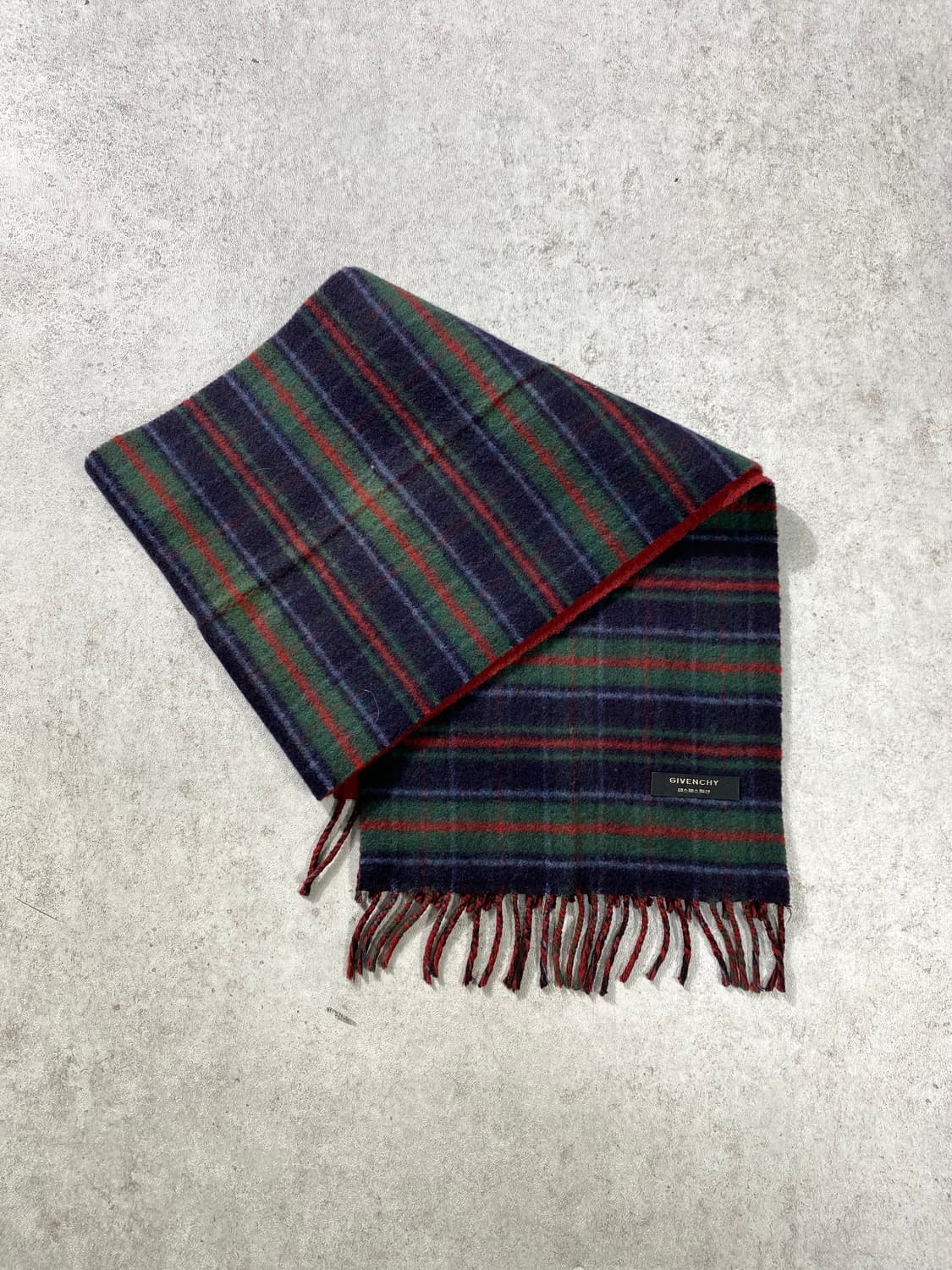 [128cm] 90s Givenchy 지방시 울 체크 머플러 상품이미지2