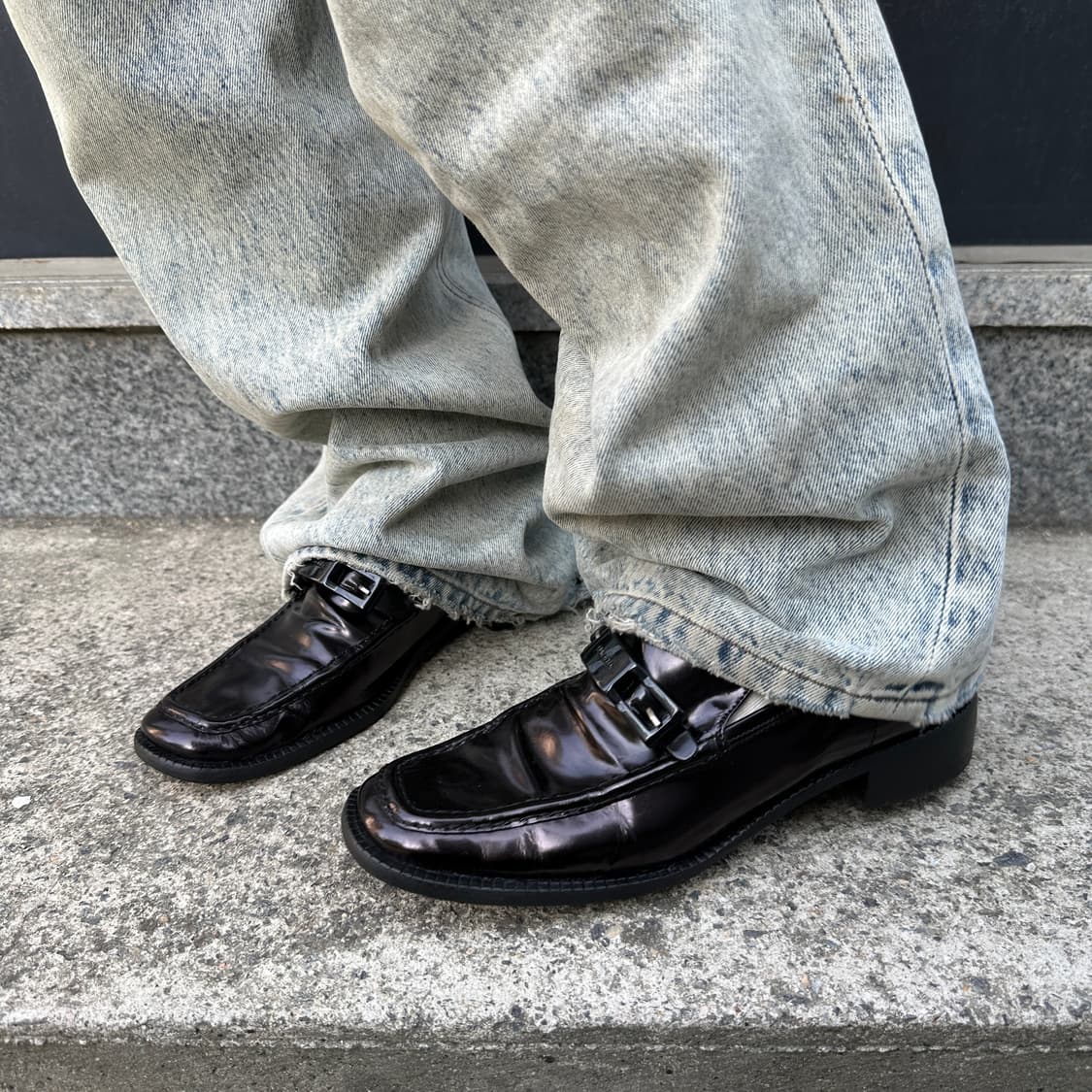 00s 블랙 프라다 스퀘어 토 버쿨 로퍼 상품이미지8