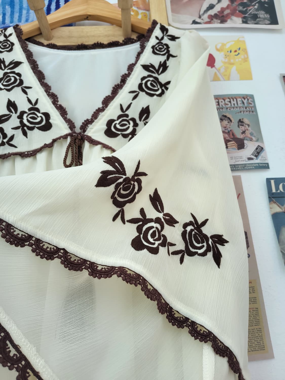 장미 자수 쉬폰 블라우스 빈티지 보헤미안 모리걸 상품이미지3