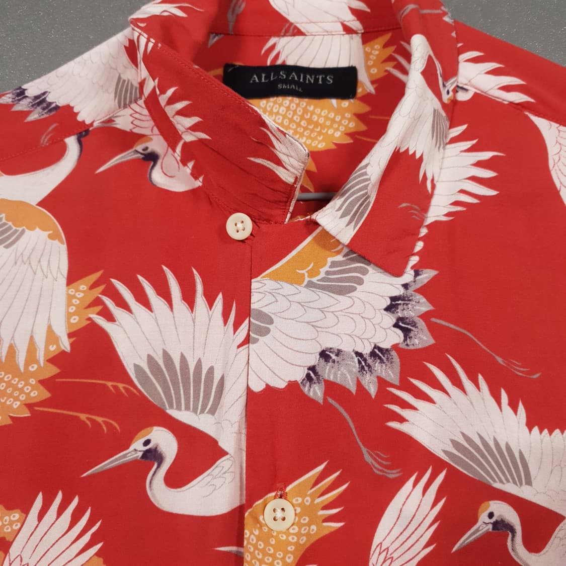 올세인츠 신형 스루 셔츠 학 올오버 패턴 하와이안 반팔 셔츠 박재범 L 상품이미지5