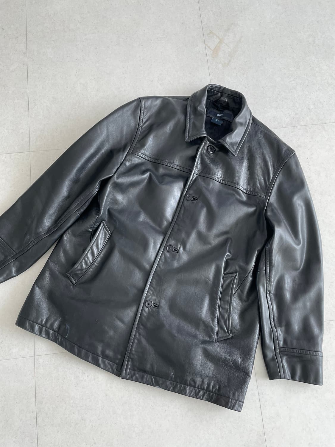 [XL] 올드 갭 레더 카코트 블랙 상품이미지2