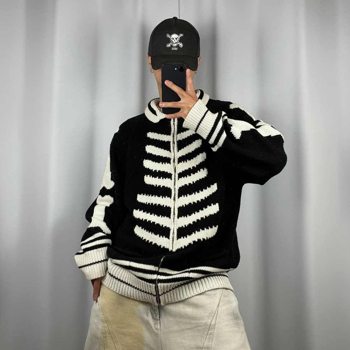 <빈티지 해골 니트 집업> No.1590 상품이미지2