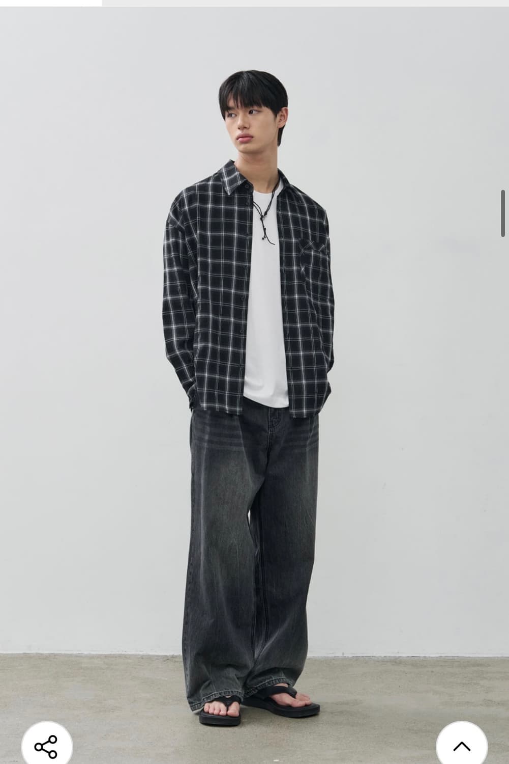 (새상품)(L) 알리스 썸머 브리즈 레이어 체크 셔츠 [블랙] 판매 상품이미지7