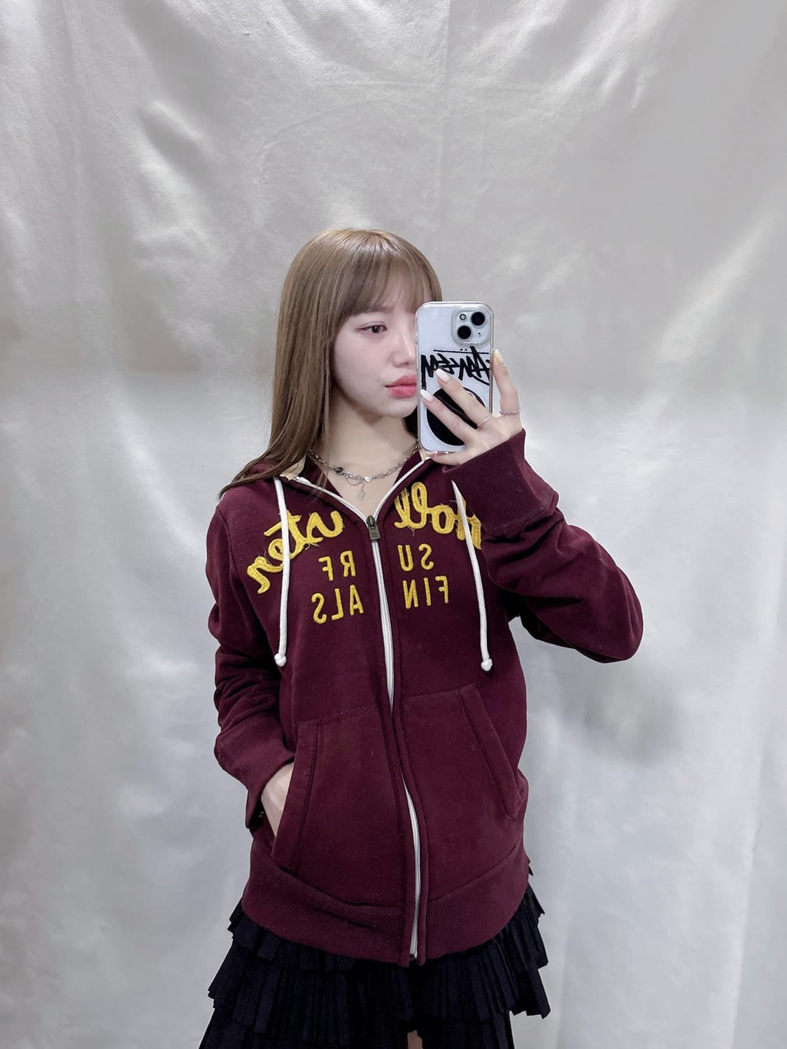 홀리스터 버건디 빅로고 후드집업  상품이미지2