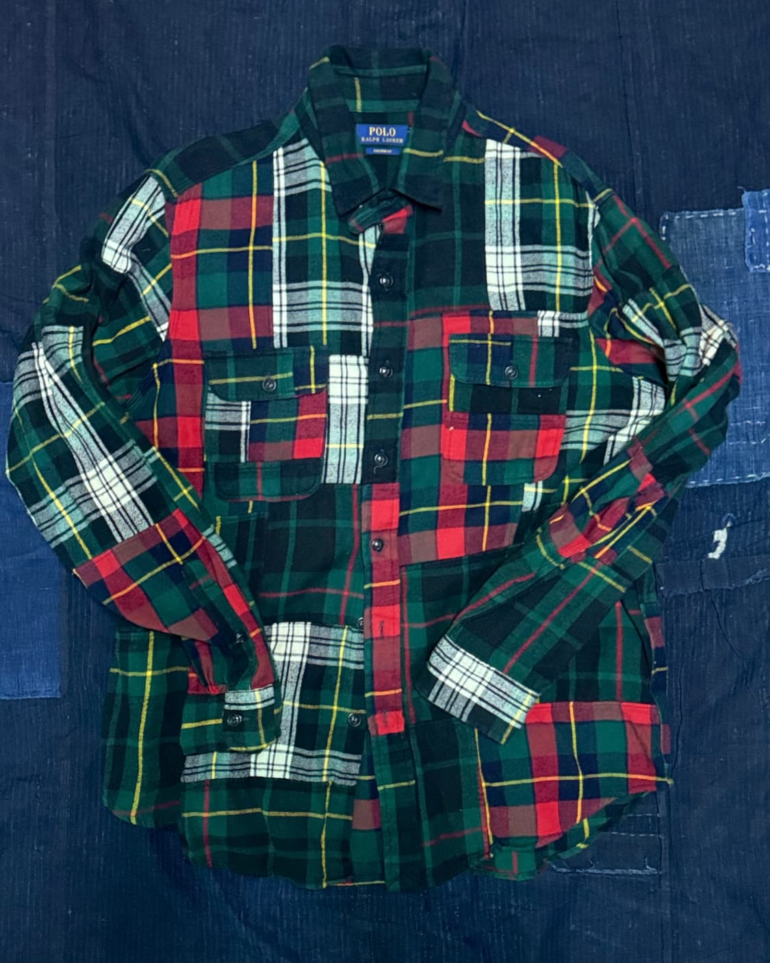 폴로 랄프로렌 커스텀 핏 패치워크 플란넬 셔츠 L 상품이미지1