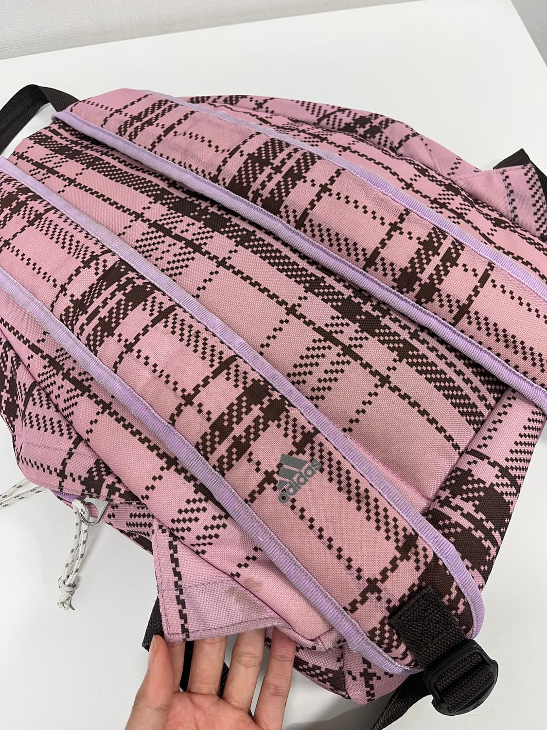 아디다스 체크 브라운핑크 백팩 상품이미지3