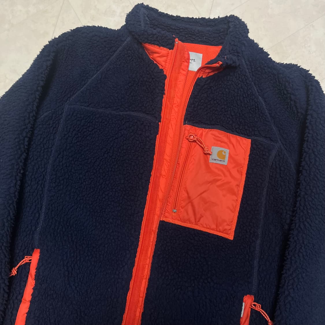 (L)칼하트wip 로고 후리스 자켓 네이비 상품이미지2