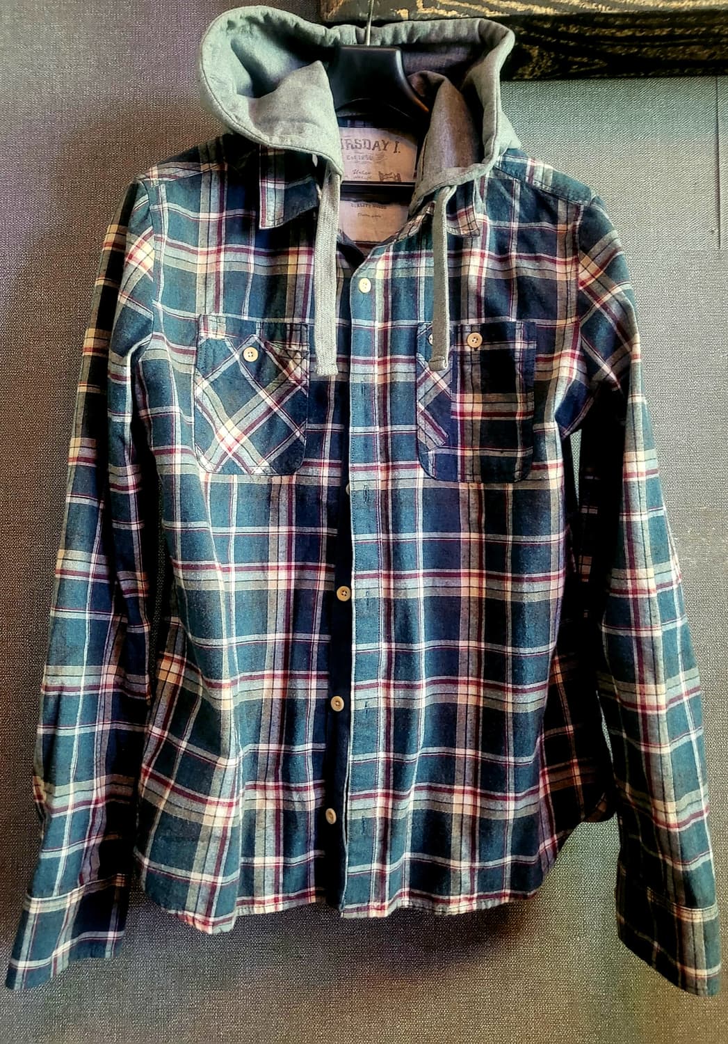 [미사용 새상품] Thursday Island  후드 탈부착 체크셔츠 상품이미지1