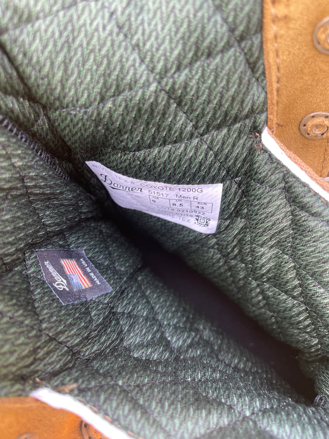 DANNER(신품급)Rivot TFX 1200g 코요테 브라운  컴뱃 부 상품이미지5