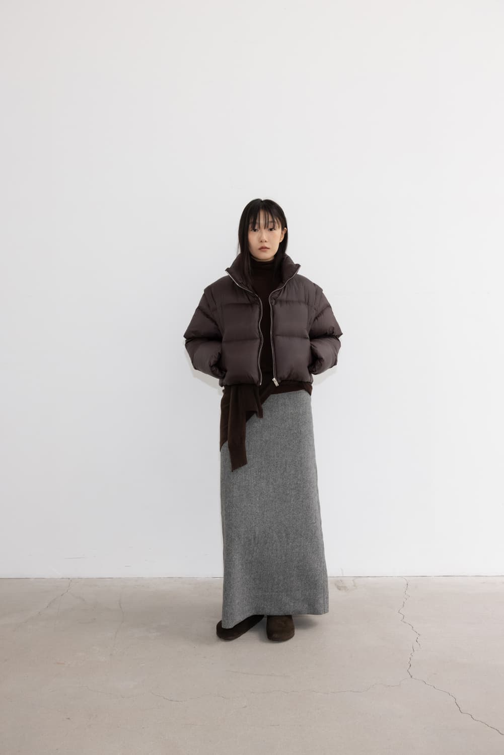 RRACE 레이스 크롭 푸퍼 크롭 자켓 브라운 상품이미지4