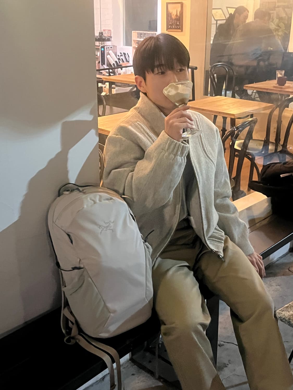 쿠어(COOR) 헤링본 울 블루종 자켓 그레이 상품이미지1